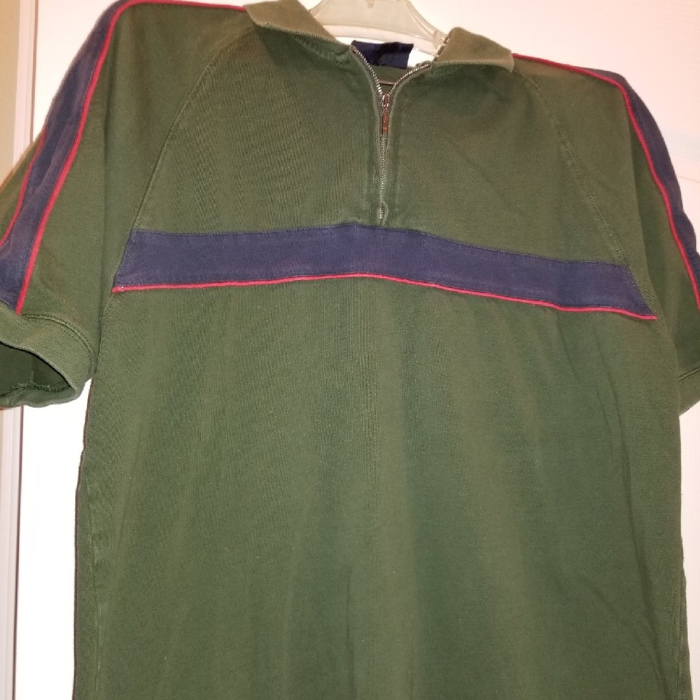 Vintage structure men’s green stripe shirt with zipper size medium